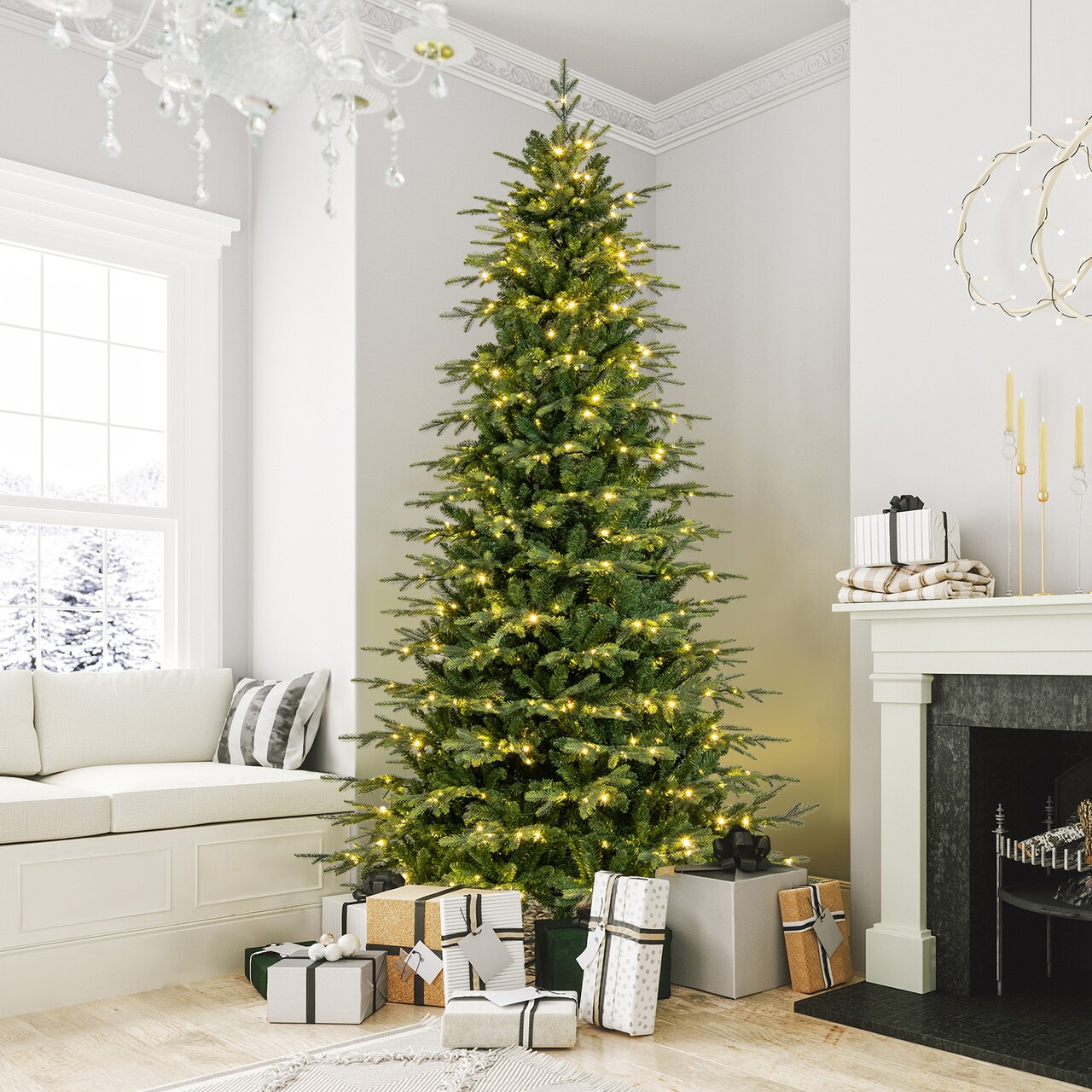 Pre-Lit Artificial Christmas Tree with Warm White LED Lights